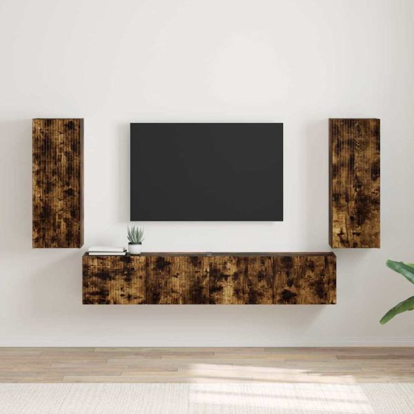 TV стенен шкаф 2 pcs Димян дъб 30 x 31 x 80 см Инженерно дърво