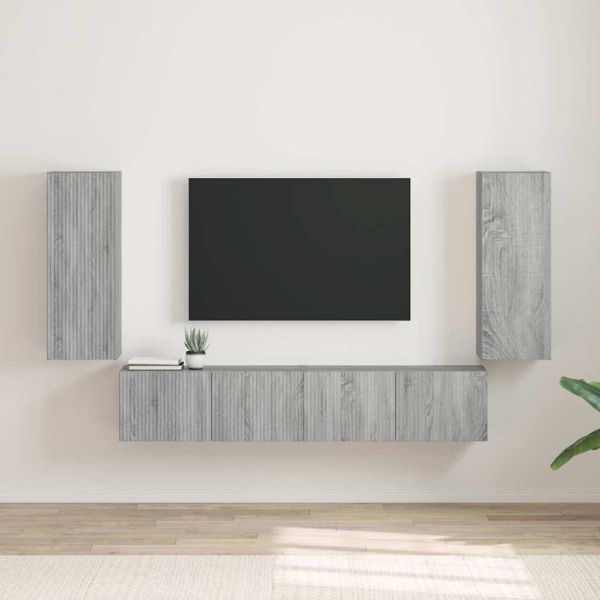 TV стенен шкаф 2 pcs Сив Сонома 30 x 31 x 80 см Инженерно дърво