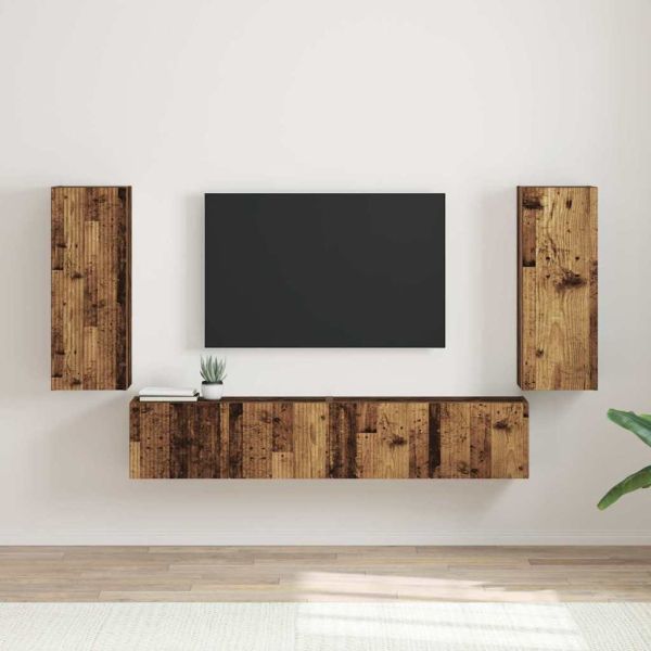 TV стенен шкаф 2 pcs Старо дърво 30 x 31 x 80 см