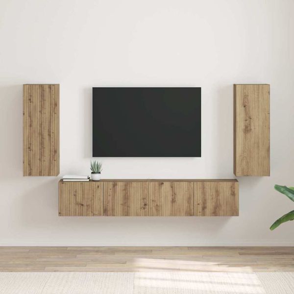 TV стенен шкаф 2 pcs Дъб Артизан 30 x 31 x 80 см
