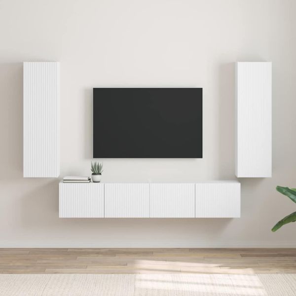 TV стенен шкаф 2 pcs Бяло 30 x 31 x 100 см Инженерно дърво