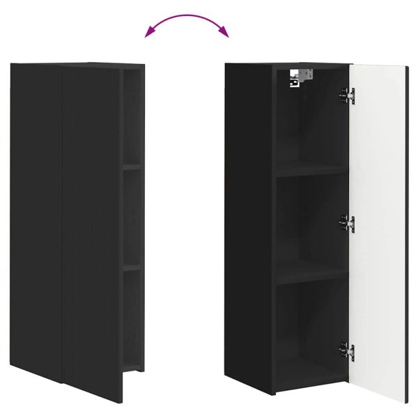 TV стенен шкаф Черно 30 x 31 x 100 см Инженерно дърво