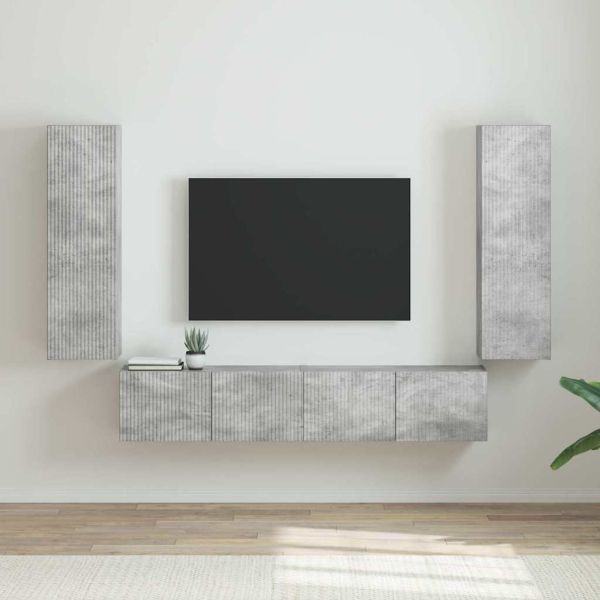 TV стенен шкаф 2 pcs Бетон 30 x 31 x 100 см Инженерно дърво