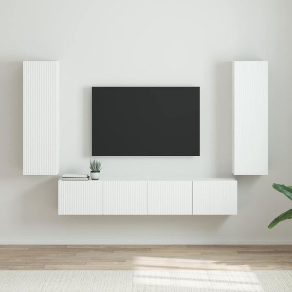 TV стенен шкаф 2 pcs Гланц бяло 30 x 31 x 100 см