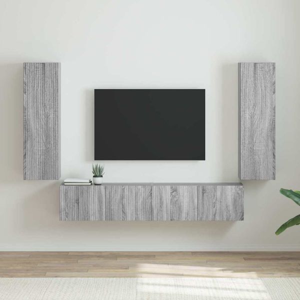 TV стенен шкаф 2 pcs Сив Сонома 30 x 31 x 100 см