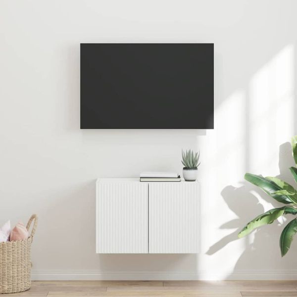 TV стенен шкаф Бяло 59,5 x 31 x 40 см Инженерно дърво