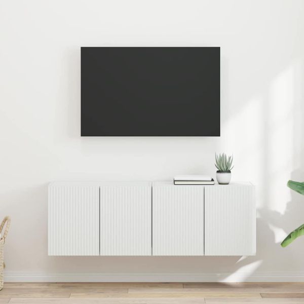 TV стенен шкаф 2 pcs Бяло 59,5 x 31 x 40 см Инженерно дърво