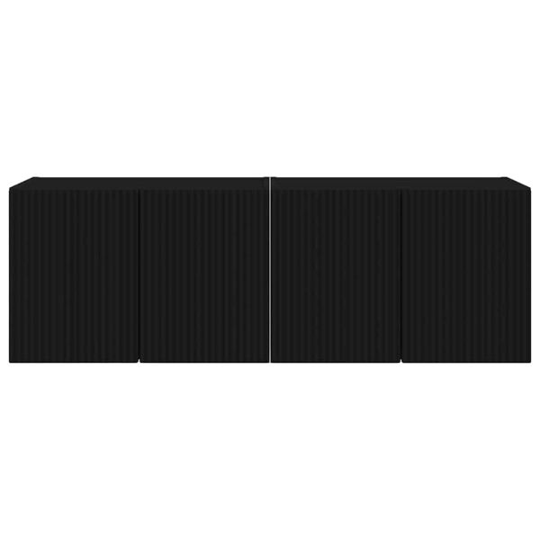 TV стенен шкаф 2 pcs Черно 59,5 x 31 x 40 см Инженерно дърво