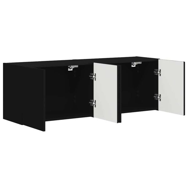 TV стенен шкаф 2 pcs Черно 59,5 x 31 x 40 см Инженерно дърво