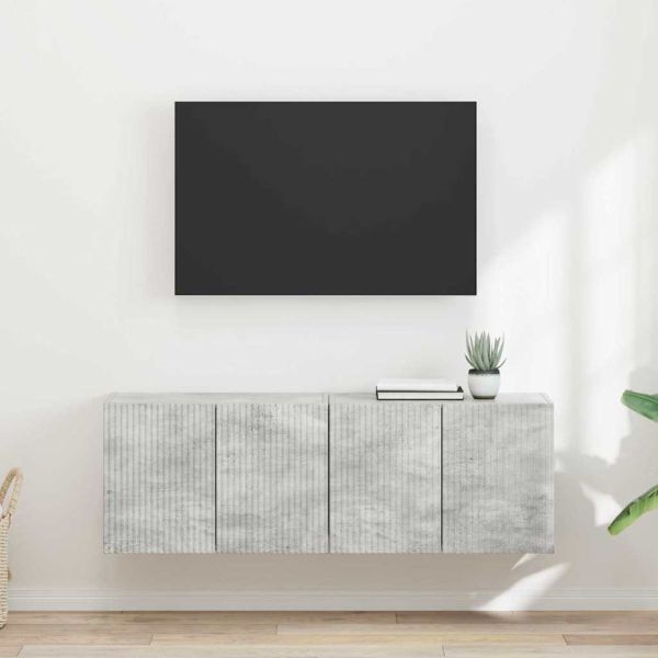 TV стенен шкаф 2 pcs Циментено сиво 59,5 x 31 x 40 см