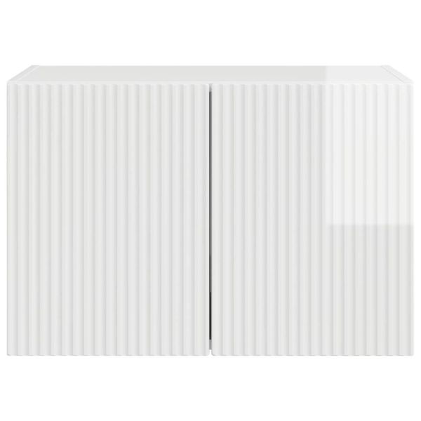 TV стенен шкаф Лъскаво бяло 59,5 x 31 x 40 см Инженерно дърво