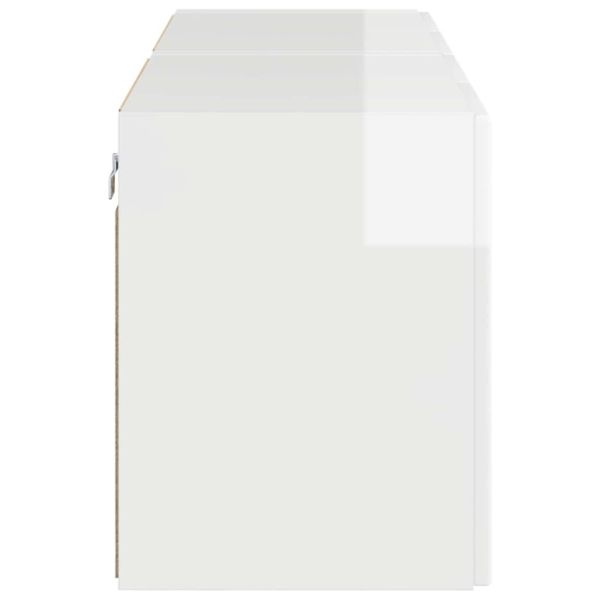 TV стенен шкаф 2 pcs Лъскаво бяло 59,5 x 31 x 40 см