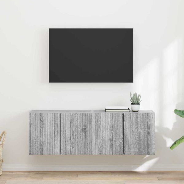 TV стенен шкаф 2 pcs Сив Сонома 59,5 x 31 x 40 см