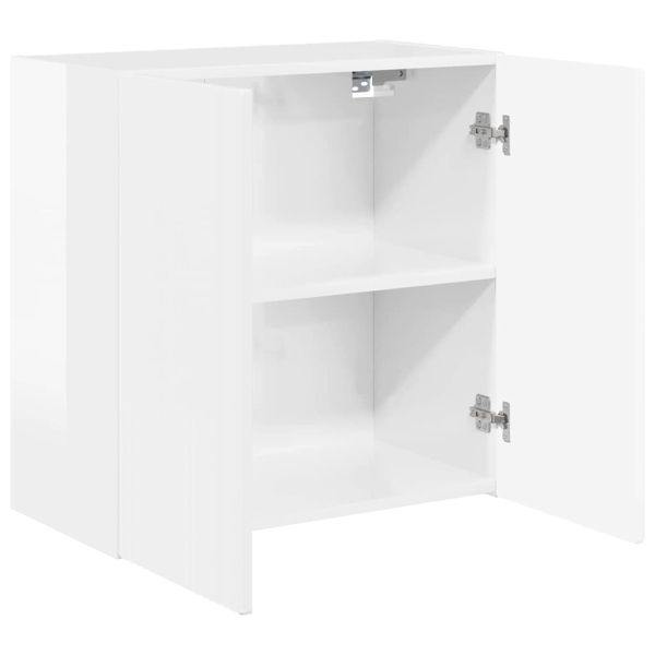 TV стенен шкаф Лъскаво бяло 59,5 x 31 x 60 см Инженерно дърво