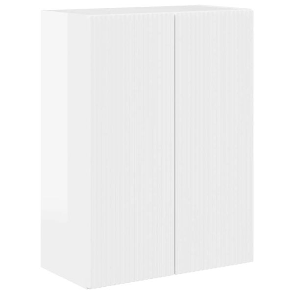 TV стенен шкаф Лъскаво бяло 59,5 x 31 x 80 см Инженерно дърво