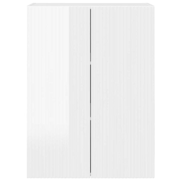 TV стенен шкаф Лъскаво бяло 59,5 x 31 x 80 см Инженерно дърво