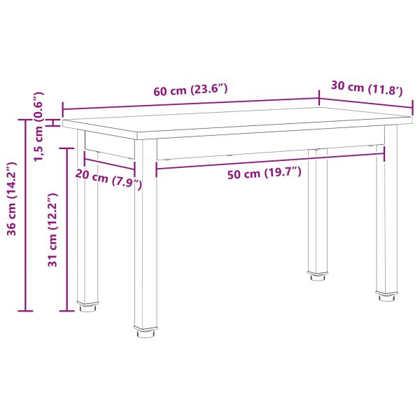 Масичка за кафе Естествен 60 x 30 x 36 cm Солидно борово дърво