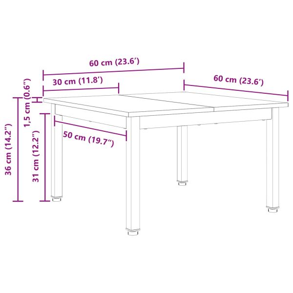 Масичка за кафе Естествен 60 x 60 x 36 cm Солидно борово дърво