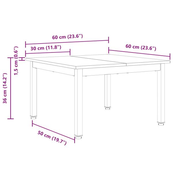 Масичка за кафе Бяло 60 x 60 x 36 cm Солидно борово дърво