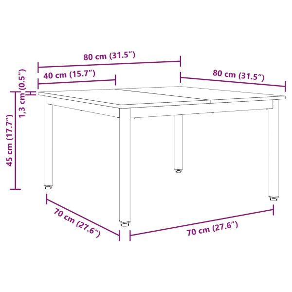 Масичка за кафе Бяло 80 x 80 x 45 cm Солидно борово дърво