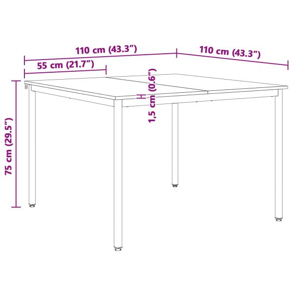 Трапезна маса Бяло 110 x 110 x 75 cm Солидно борово дърво