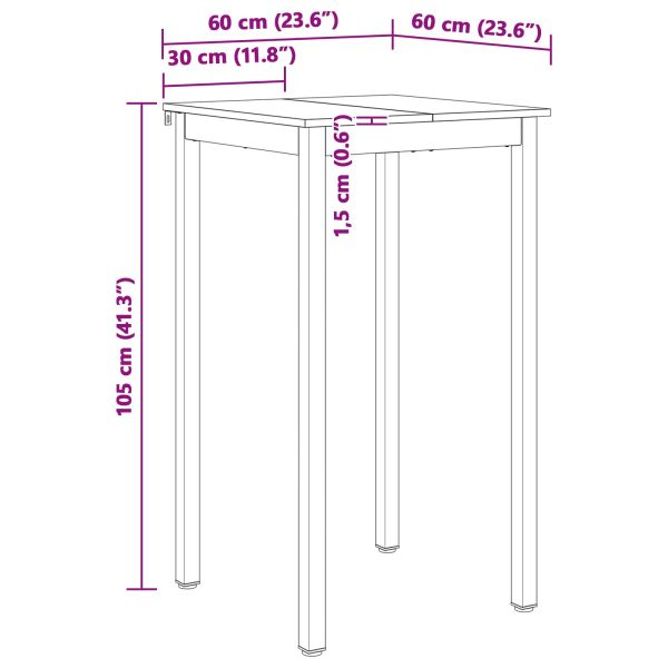 Бар маса Естествен 60 x 60 x 105 cm Солидно борово дърво