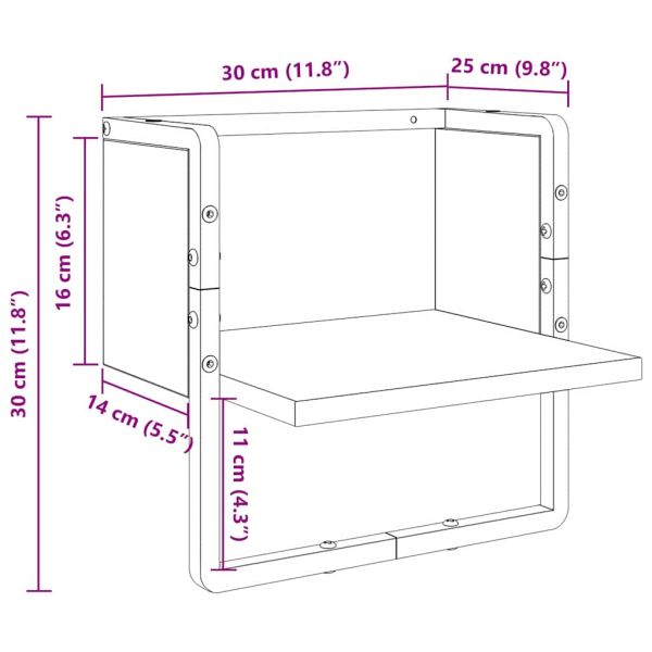 Стенен рафт с рафт Черния дъб 30 x 25 x 30 cm Инженерно дърво