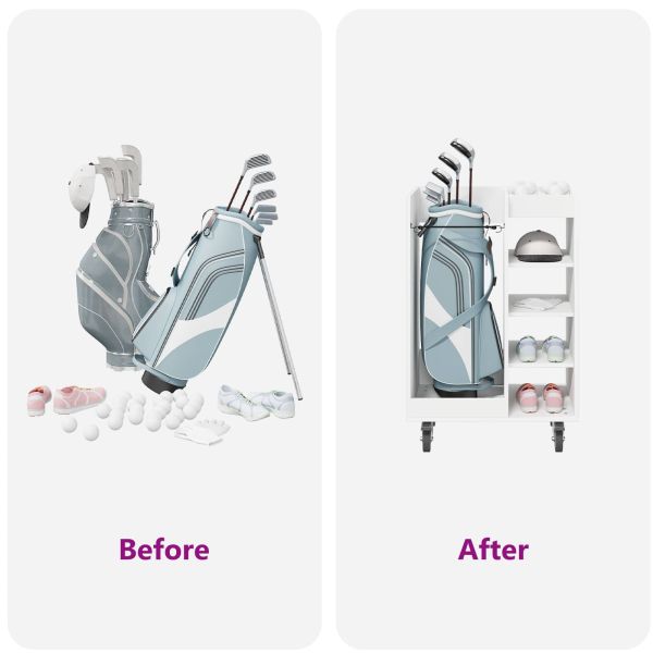 Голф шкаф с колело Едноцветен Бяло 65 x 45 x 98 см