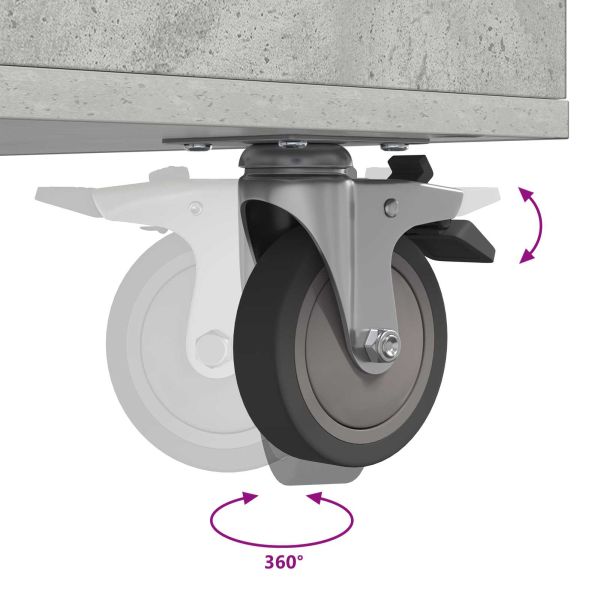 Голф шкаф с колело Едноцветен Циментено сиво 65 x 45 x 98 см