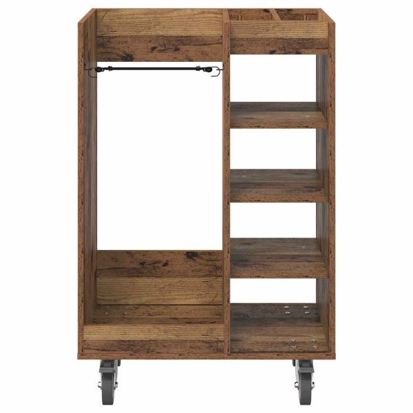 Голф шкаф с колело Едноцветен Старо дърво 65 x 45 x 98 см