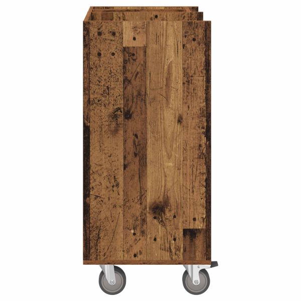 Голф шкаф с колело Едноцветен Старо дърво 65 x 45 x 98 см