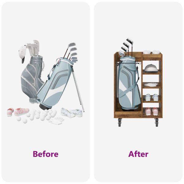 Голф шкаф с колело Едноцветен Старо дърво 65 x 45 x 98 см