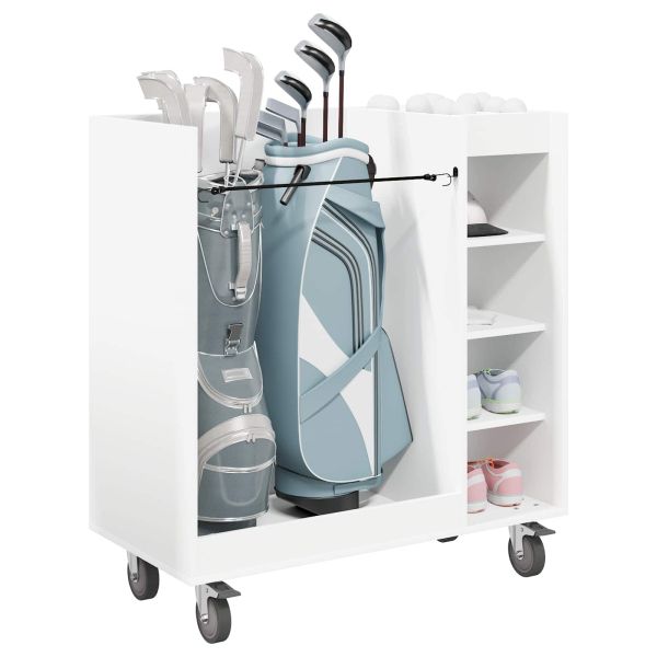 Голф шкаф с колело Едноцветен Бяло 90 x 45 x 98 см
