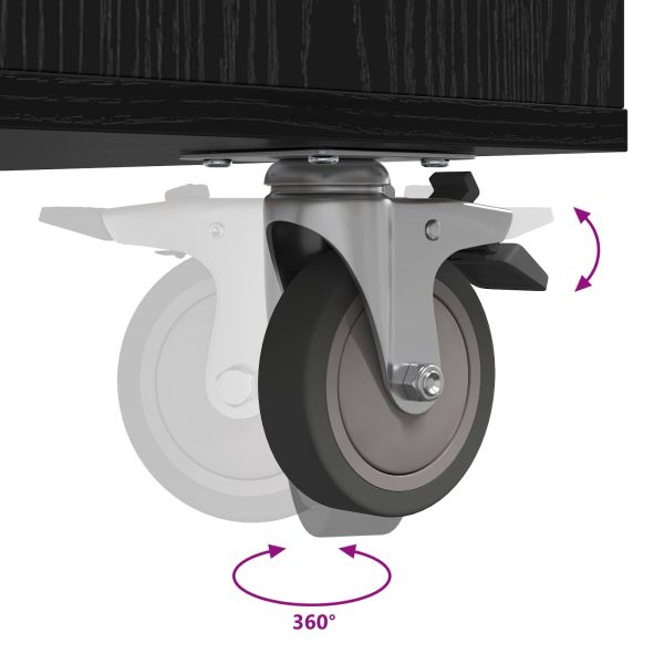 Голф шкаф с колело Едноцветен Черния дъб 90 x 45 x 98 см