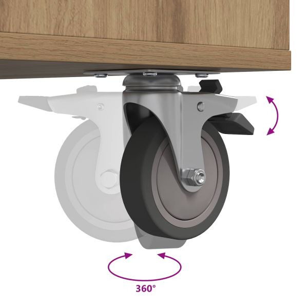 Голф шкаф с колело Едноцветен Дъб 90 x 45 x 98 см