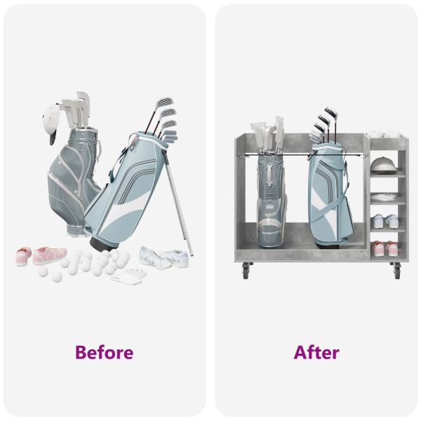 Голф шкаф с колело Едноцветен Циментено сиво 120 x 45 x 98 см