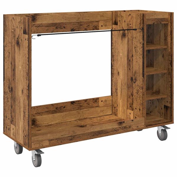 Голф шкаф с колело Едноцветен Старо дърво 120 x 45 x 98 см