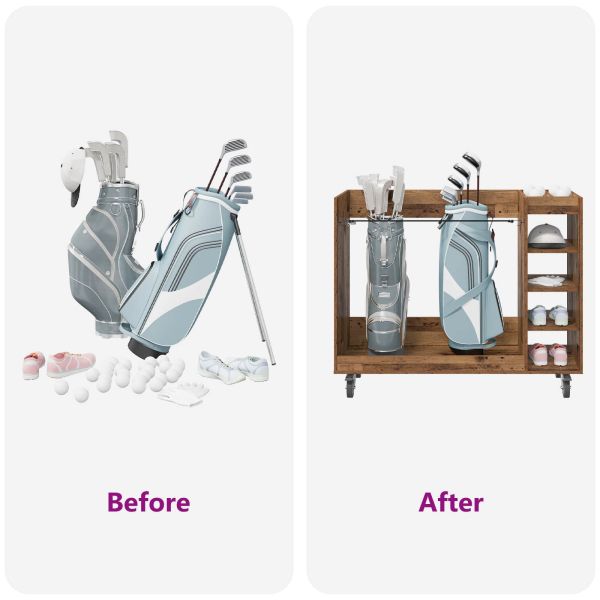 Голф шкаф с колело Едноцветен Старо дърво 120 x 45 x 98 см