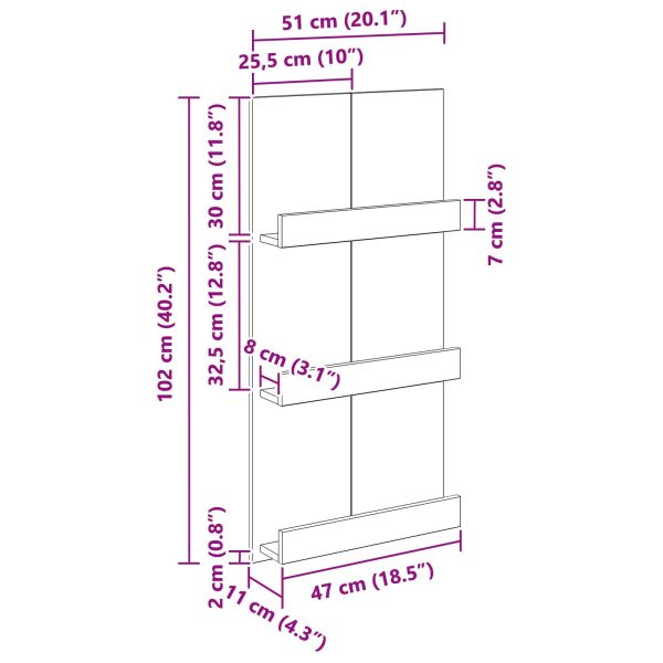 Етажерка за списания Дъб 51 x 11 x 102 см Инженерно дърво