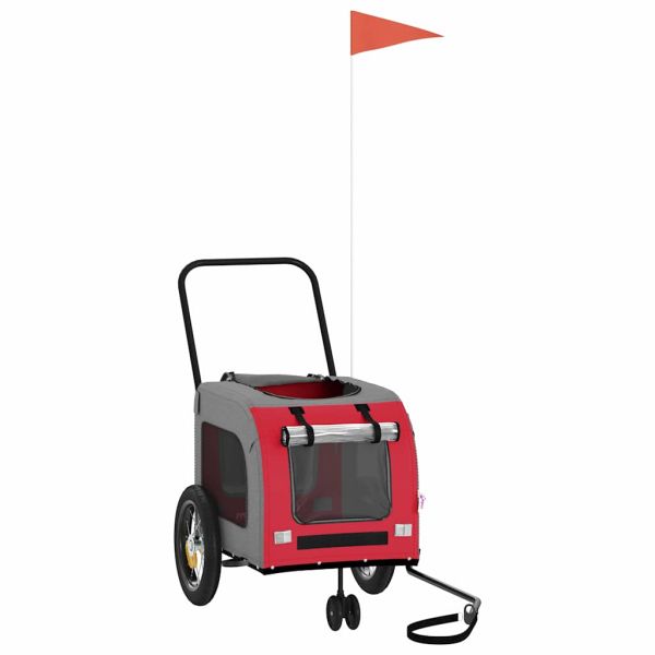 Ремарке за велосипед за домашни любимци червено и сиво