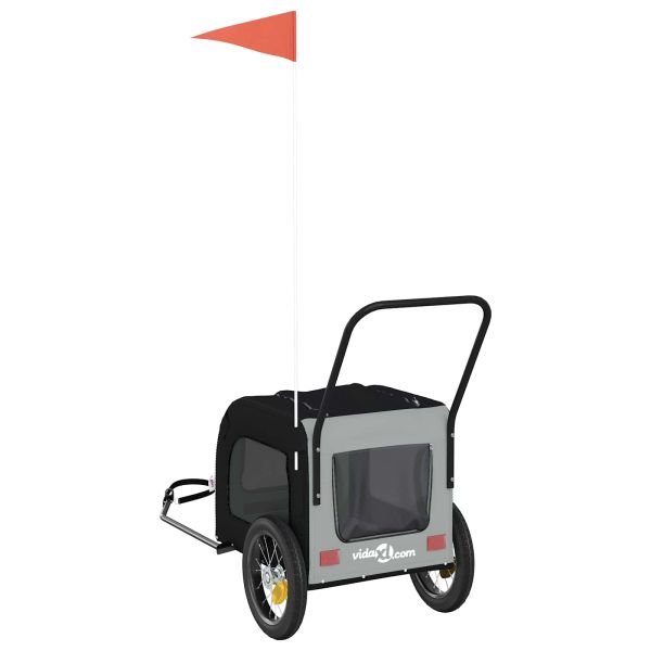 Ремарке за велосипед за домашни любимци Сив и черен