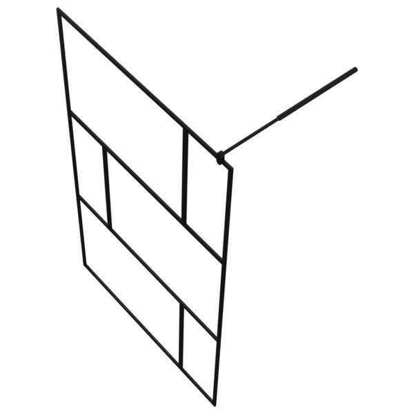 Преграден параван за баня, закалено стъкло, черен, 115x195 см