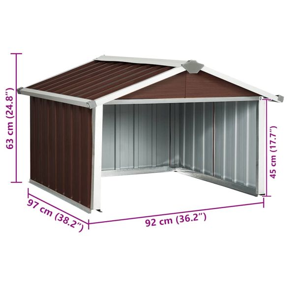 Навес за косачка робот, 92x97x63 см, поцинкована стомана, кафяв