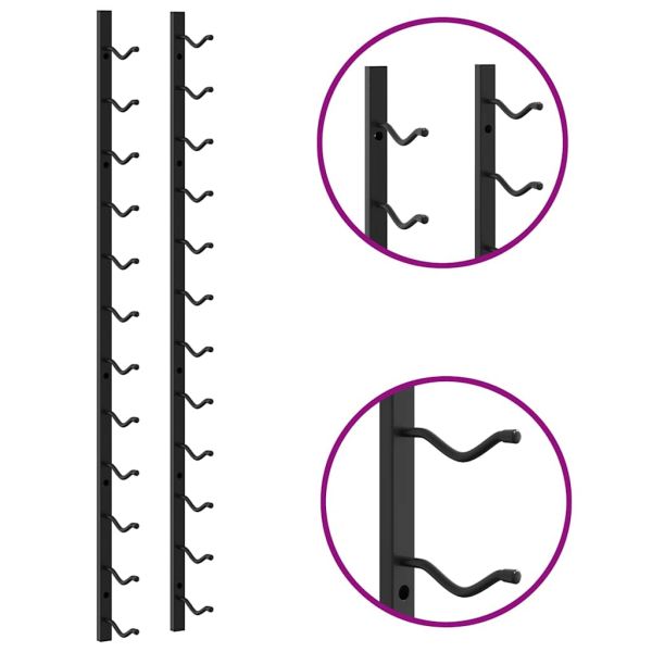 Стойки за вино за 12 бутилки стенен монтаж 2 бр черни желязо
