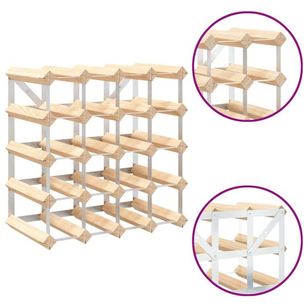 Стойка за вино за 20 бутилки, масивна борова дървесина