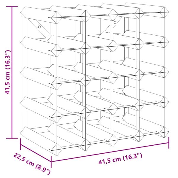 Стойка за вино за 20 бутилки, масивна борова дървесина