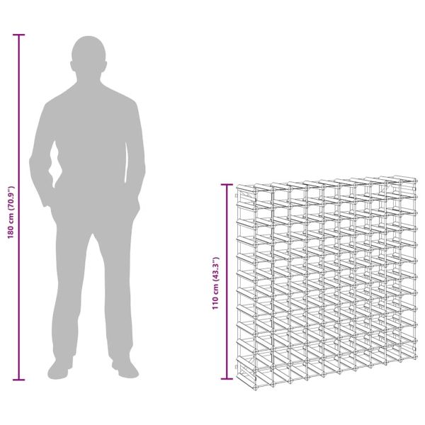 Стойка за вино за 120 бутилки, масивна борова дървесина