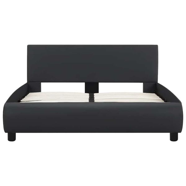 Рамка за легло с LED, черна, изкуствена кожа, 120x200 cм