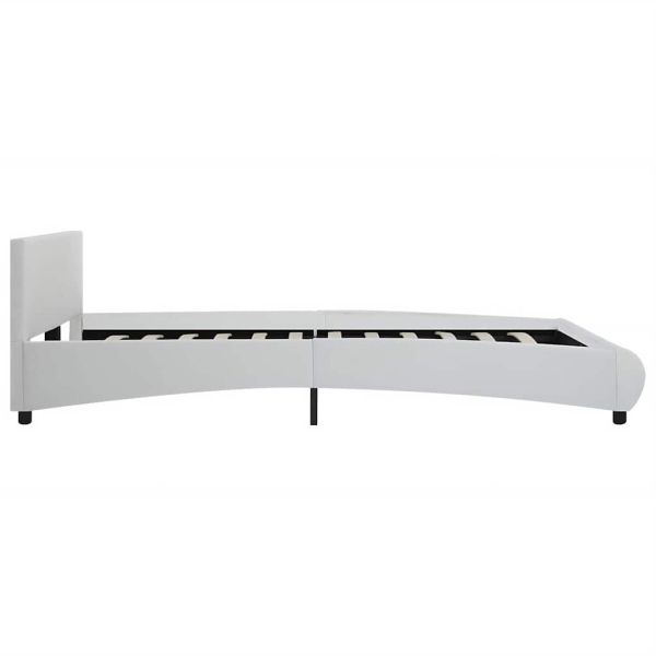 Рамка за легло с LED, бяла, изкуствена кожа, 160x200 cм