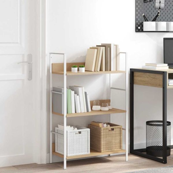 Библиотека с 3 рафта, дъб, 60x27,6x90,5 см, инженерно дърво